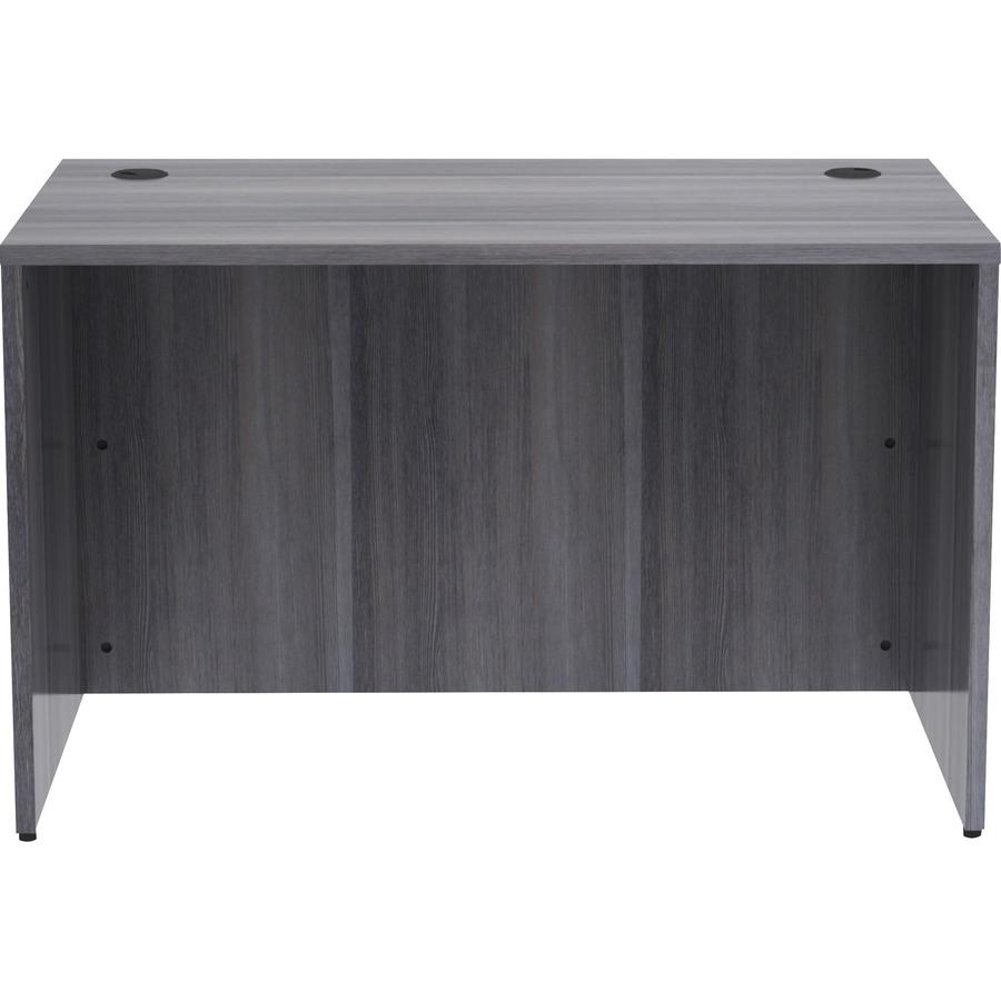 Lorell Essentials Series Rectangular Desk Shell - 29.5" Height x 48" Width x 30" Depth, 1" Thickness Top - Laminate, Weathered Charcoal Table Top - Grommet, Durable, Modesty Panel, Adjustable Floor Gu. Picture 4