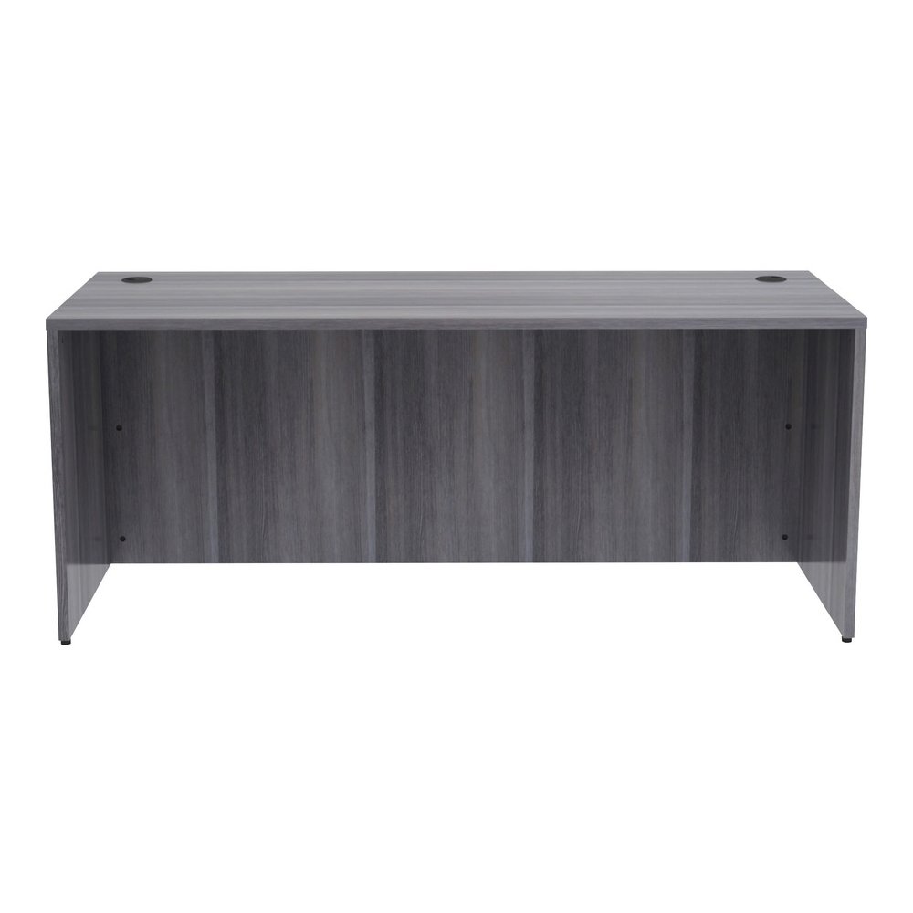 Lorell Essentials Series Rectangular Desk Shell - 29.5" Height x 70.9" Width x 29.5" Depth, 70.9" Width x 29.5" Depth x 1" Thickness Top - Laminate, Weathered Charcoal Table Top - Grommet, Modesty Pan. Picture 2
