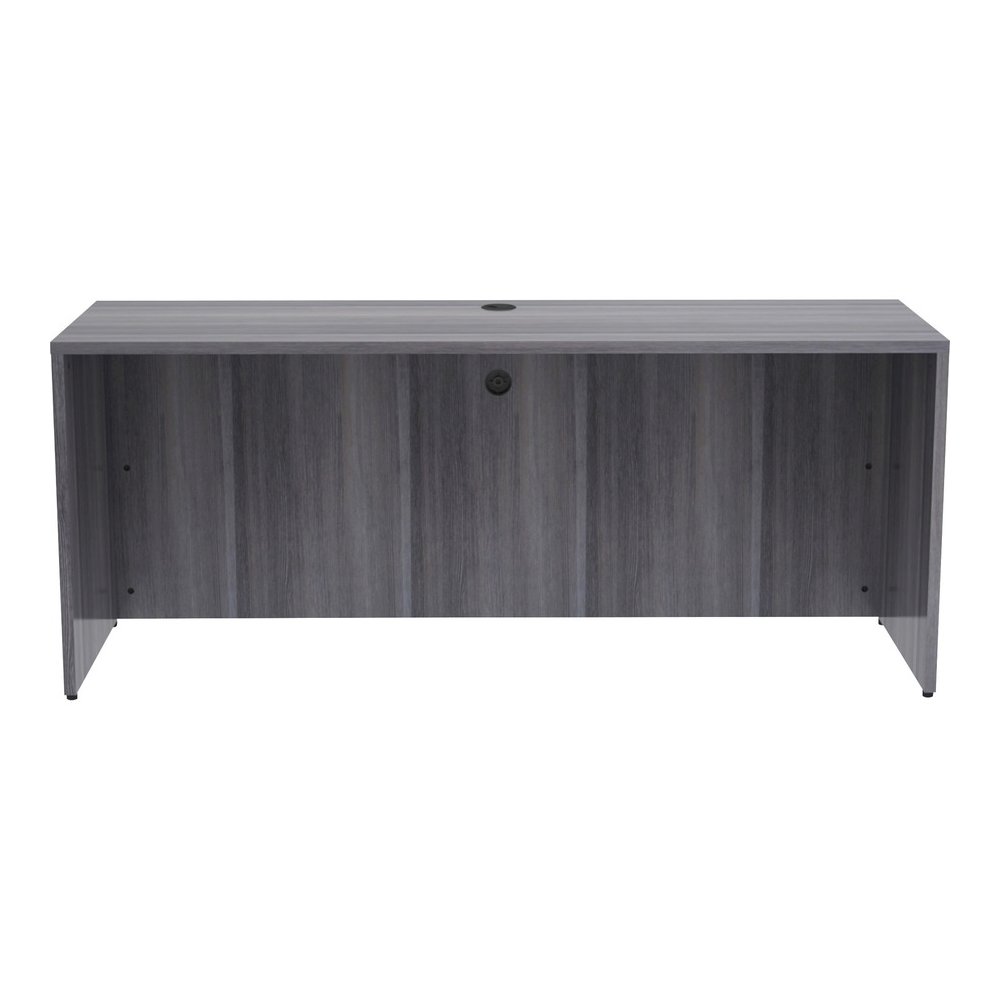 Lorell Essentials Series Credenza Shell - 29.5" Height x 70.9" Width x 23.6" Depth - Laminate, Weathered Charcoal Table Top - Modesty Panel, Grommet, Durable, Adjustable Floor Guide - 1 Each. Picture 2
