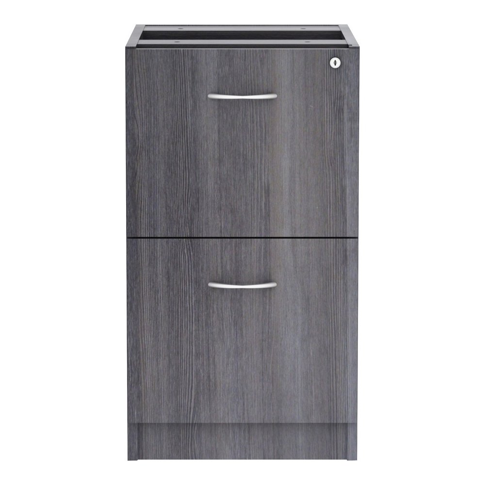 Lorell Essentials Series File/File Fixed File Cabinet - 28.3" Height x 16" Width x 22" Depth - Total Drawer(s): 2 - Finish: Laminate, Weathered Charcoal - File Drawer, Adjustable Floor Guide, Heavy Du. Picture 2