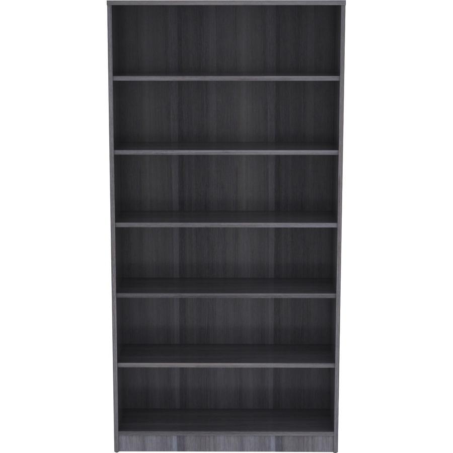 Lorell Laminate Bookcase - 6 Shelf(ves) - 72" Height x 36" Width x 12" Depth - Sturdy, Adjustable Shelf, Square Corner, Adjustable Feet - Weathered Charcoal - Thermally Fused Laminate - 1 Each. Picture 3