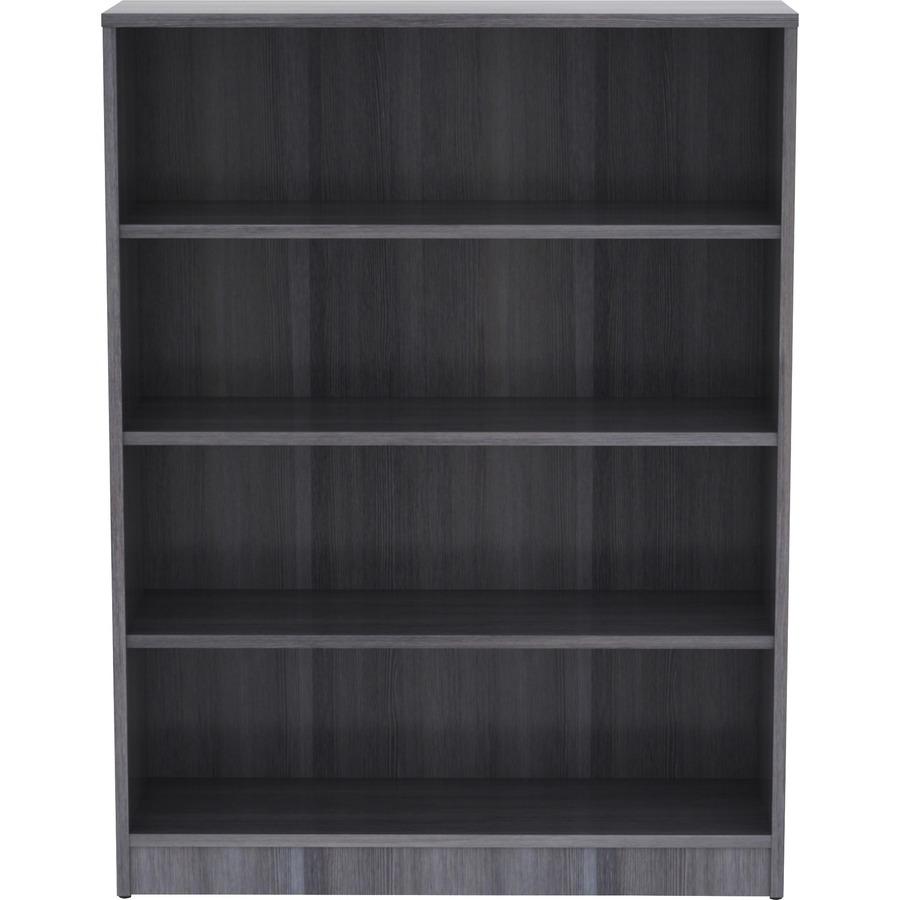 Lorell Laminate Bookcase - 4 Shelf(ves) - 48" Height x 36" Width x 12" Depth - Sturdy, Adjustable Shelf, Square Corner, Adjustable Feet - Weathered Charcoal - Thermally Fused Laminate - 1 Each. Picture 3