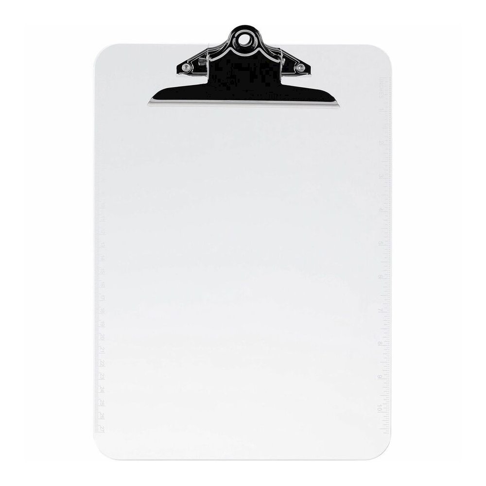 Business Source Spring Clip Plastic Clipboard - 8 1/2" x 11" Sheet Size - Spring Clip - Plastic - Clear - 12 / Box. Picture 2