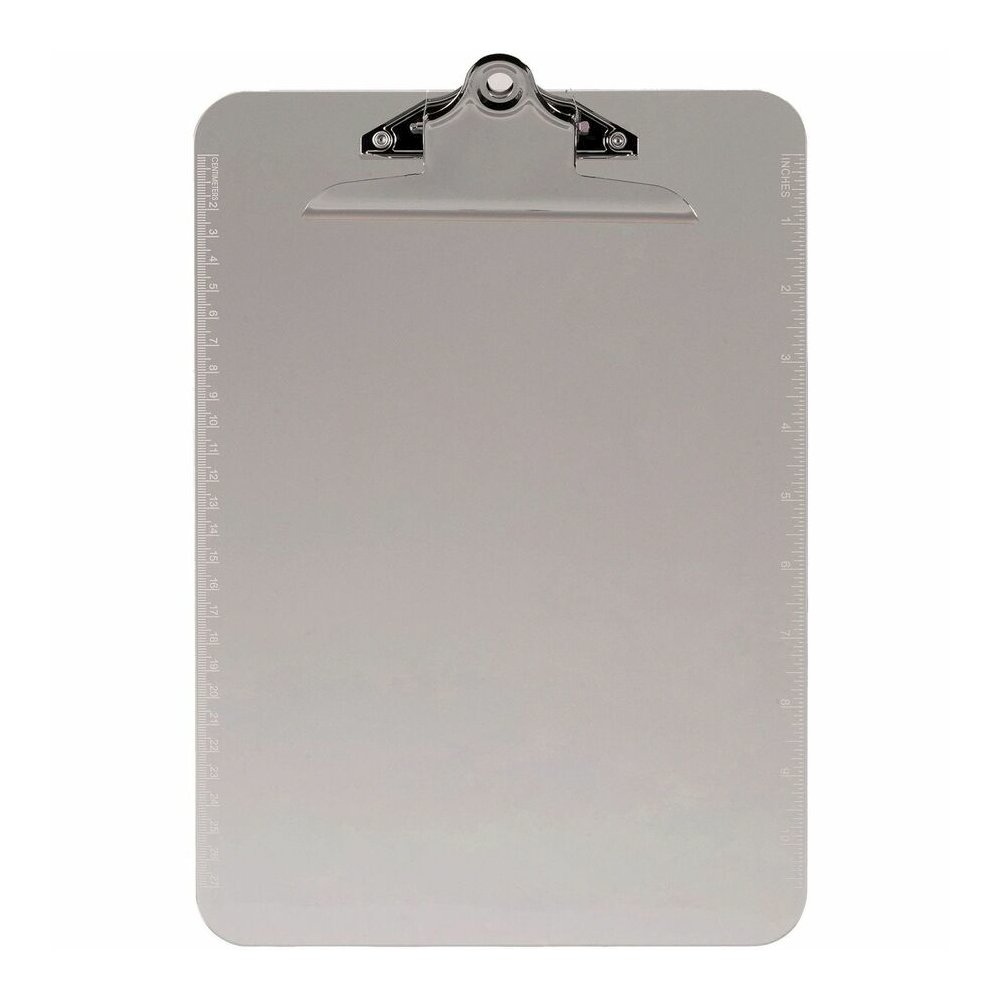 Business Source Spring Clip Plastic Clipboard - 8 1/2" x 11" Sheet Size - Spring Clip - Plastic - Smoke - 12 / Box. Picture 2