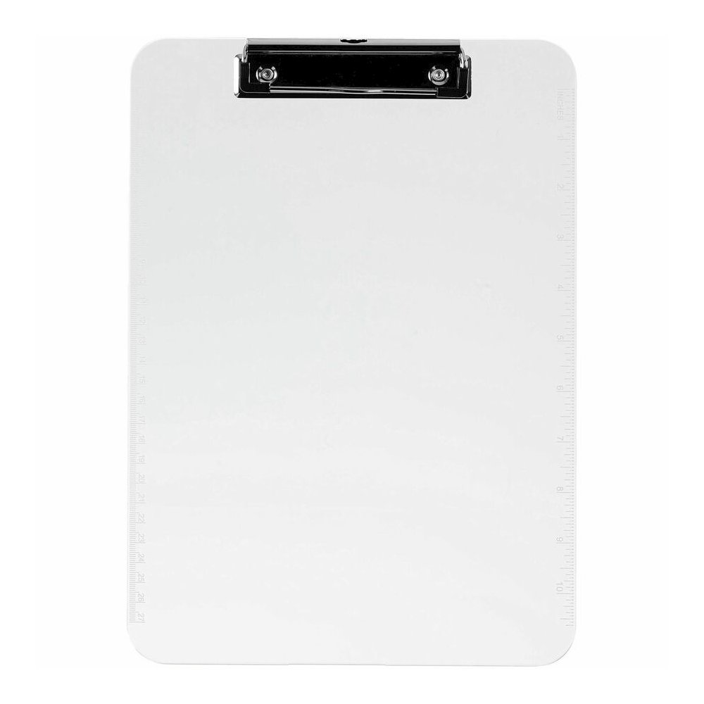 Business Source Flat Clip Clipboard - 9" x 12" Sheet Size - Plastic - Clear - 6 / Bundle. Picture 2