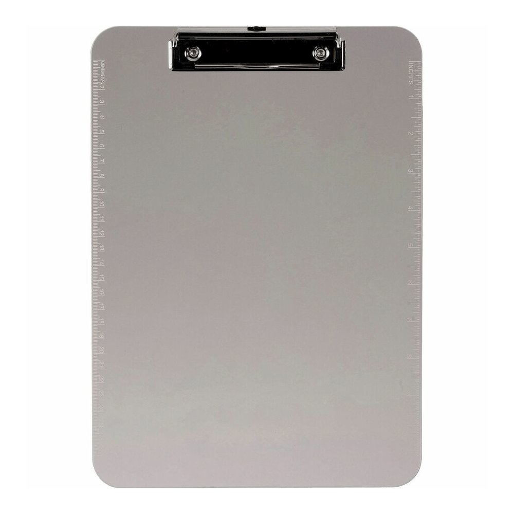 Business Source Flat Clip Plastic Clipboard - 9" x 12" Sheet Size - Plastic - Smoke - 6 / Bundle. Picture 2