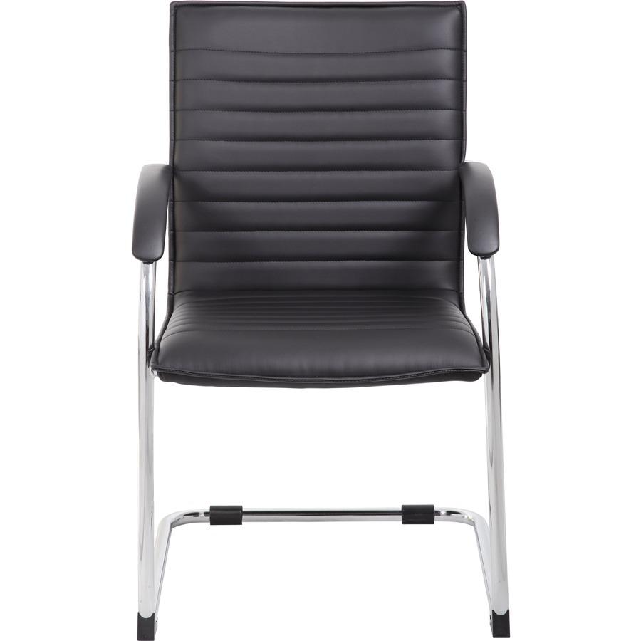 Boss Chrome Frame Vinyl Side Chairs - Black Vinyl Seat - Black Vinyl Back - Chrome Polywood Frame - Mid Back - Cantilever Base - 2 / Pack. Picture 4