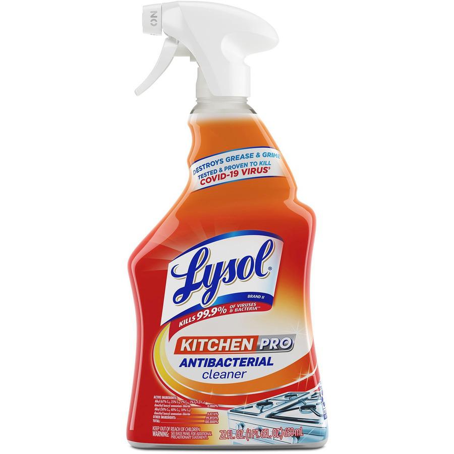 Lysol Kitchen Pro Antibacterial Cleaner - For Multi Surface - 22 fl oz (0.7 quart) - Fresh Citrus Scent - 9 / Carton - Deodorize, Streak-free, Chemical-free, Disinfectant, Anti-bacterial, Residue-free. Picture 3