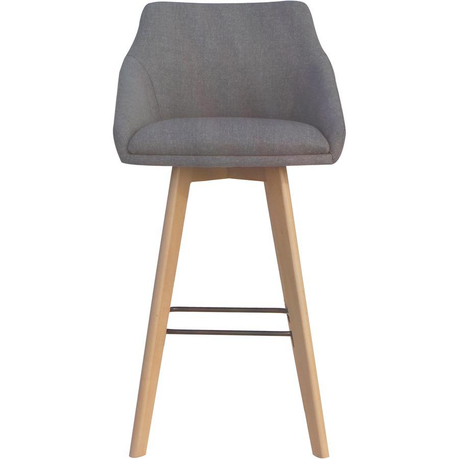 Lorell Gray Flannel Mid-Century Modern Guest Stools - Four-legged Base - Gray - Armrest - 2 / Carton. Picture 3