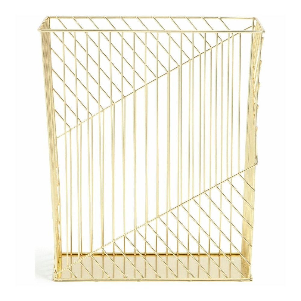 U Brands Vena Waste Basket - Sturdy, Lightweight - 6.1" Height x 12.2" Width - Metal Wire - Gold - 1 Each. Picture 2