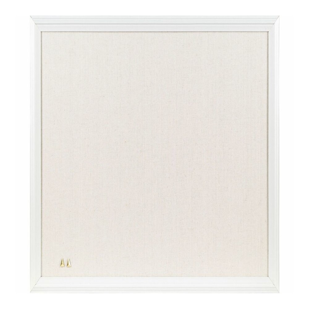 U Brands Linen Bulletin Board - 17" Board Height x 23" Board Width - Tan Cork Surface - Self-healing, Durable, Mounting System - White Wood Frame - 1 Each. Picture 2