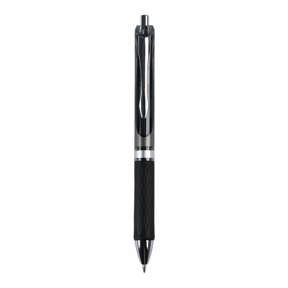 Integra Retractable Gel Ink Pen - Retractable - Black Ink - Gel-based - Black Barrel - Metal Tip - 1 Dozen. Picture 2