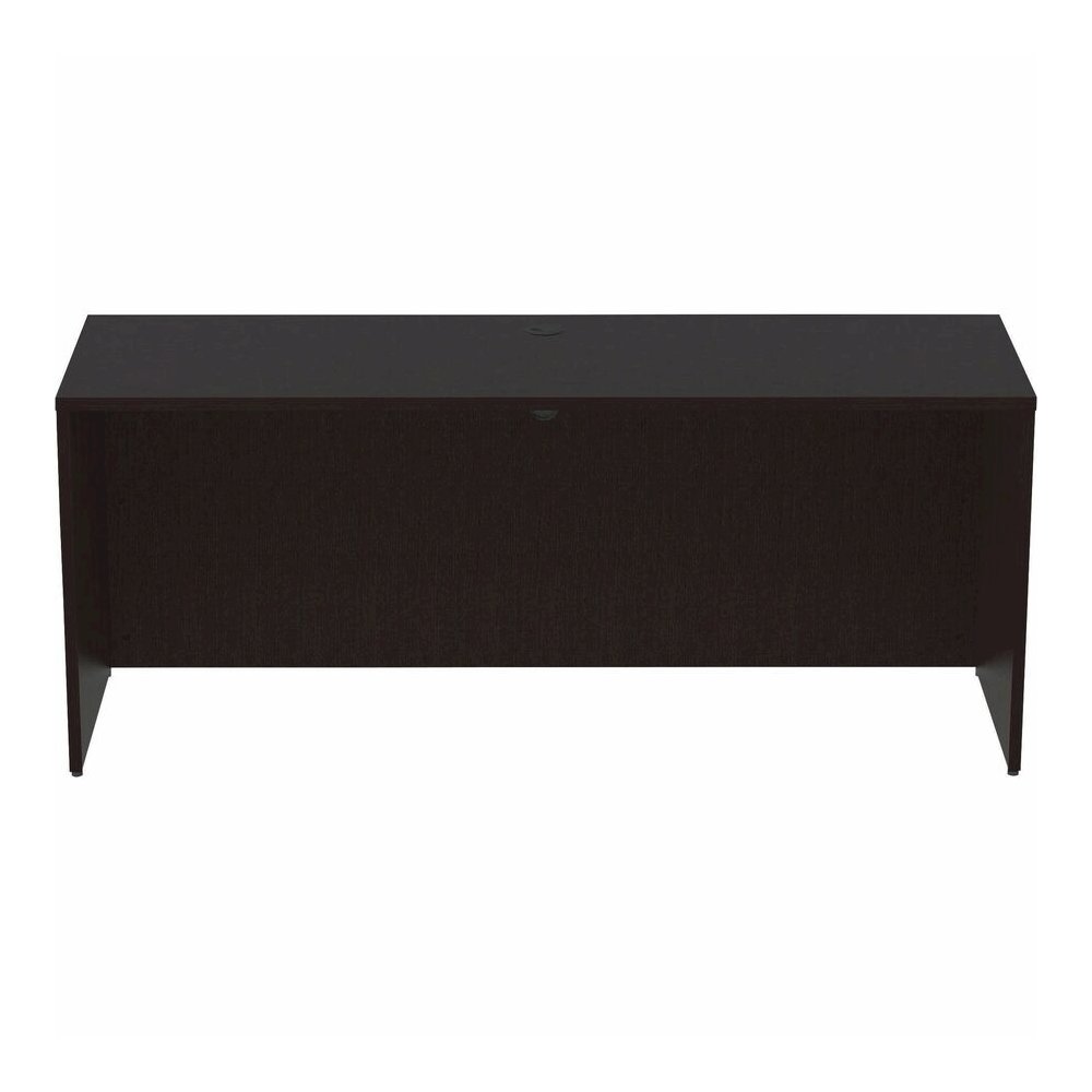 Lorell Essentials Series Credenza Shell - 29.5" Height x 70.9" Width x 23.6" Depth - Finish: Espresso, Silver Brush - Grommet, Adjustable Feet, Durable, Laminated, Cam Lock, Cord Management - 1 Each. Picture 4