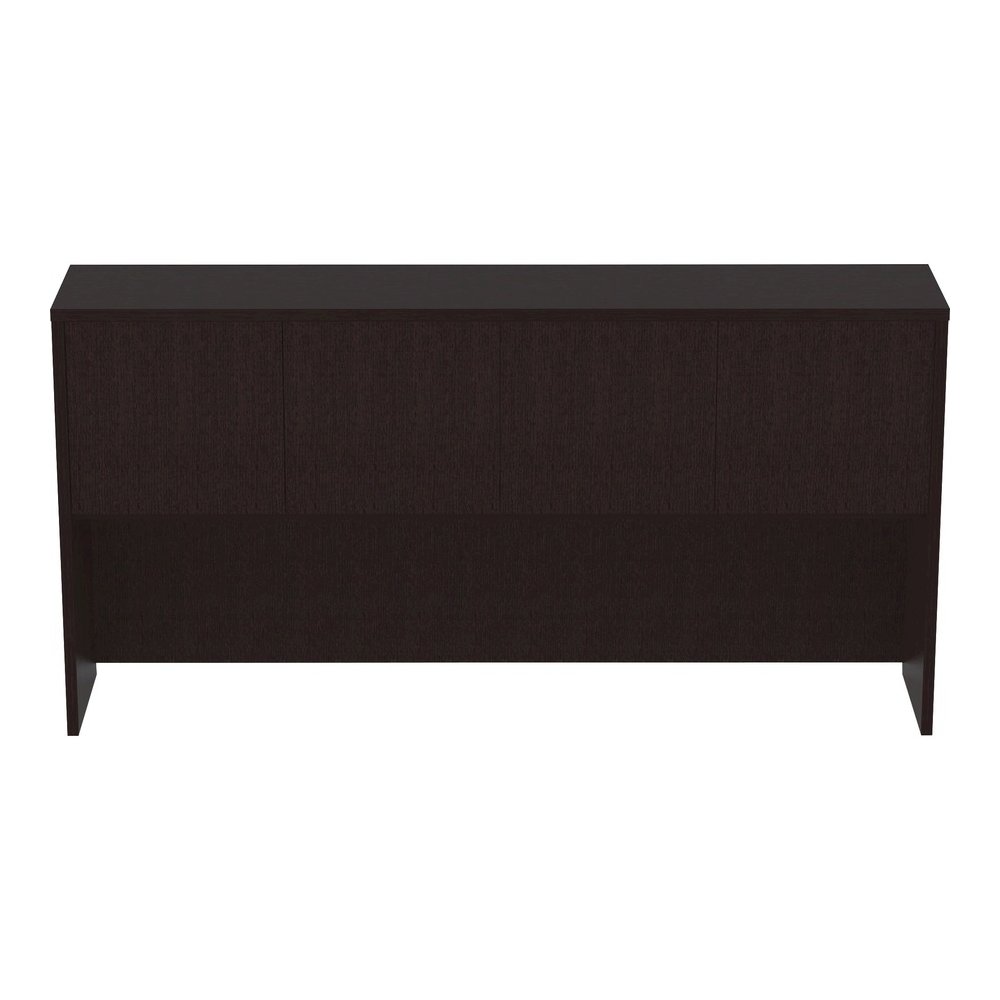 Lorell Essentials Series Stack-on Hutch - 36" Height x 70.9" Width x 14.8" Depth Hutch - 4 Door(s) - Finish: Espresso - Grommet, Durable, Laminated, Cam Lock, Cord Management - 1 Each. Picture 3