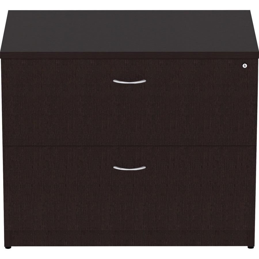 Lorell Essentials Series Lateral File - 1" Top, 0.1" Edge, 36" x 22"29.5" Lateral File - 2 x File Drawer(s) - Material: Laminate - Finish: Espresso. Picture 3