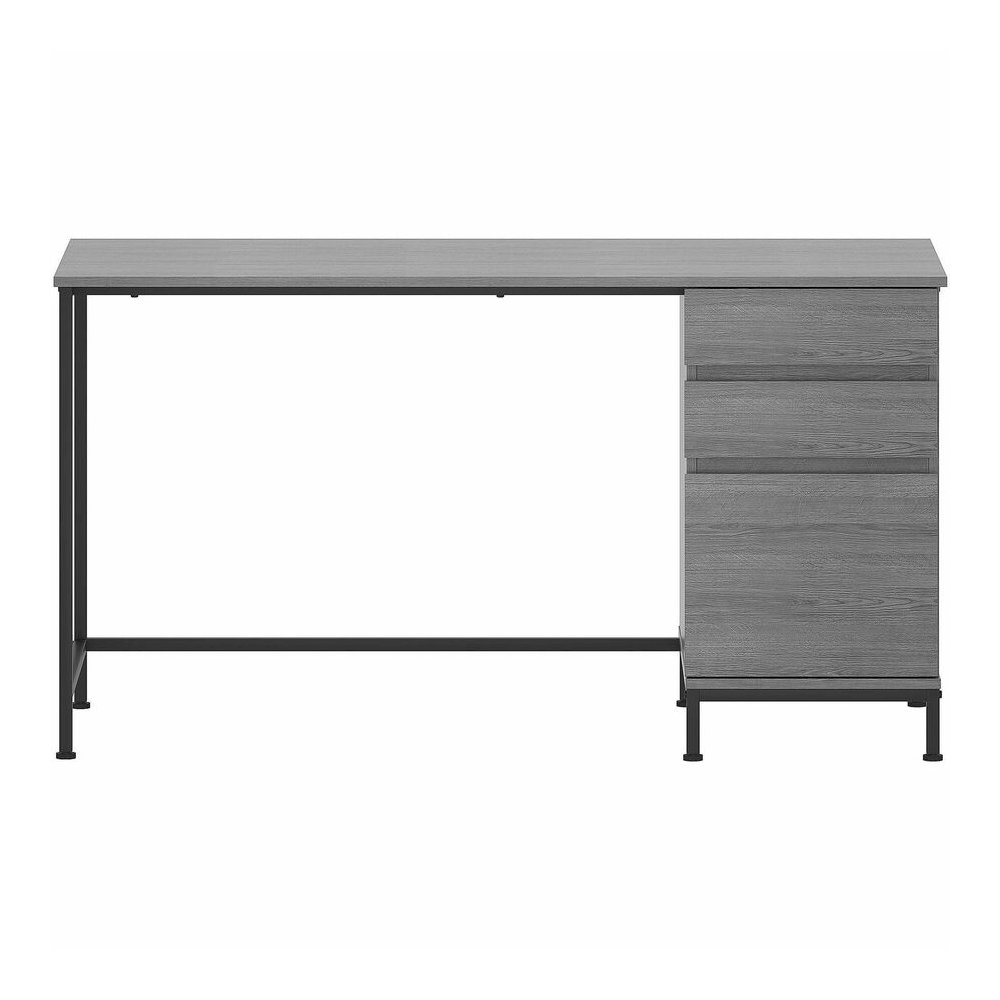 Lorell SOHO Desk with Side Drawers - 30" Height x 55" Width x 23.6" Depth - Total Drawer(s): 3 - Single Pedestal on Right Side - Finish: Charcoal - 1 Each. Picture 2