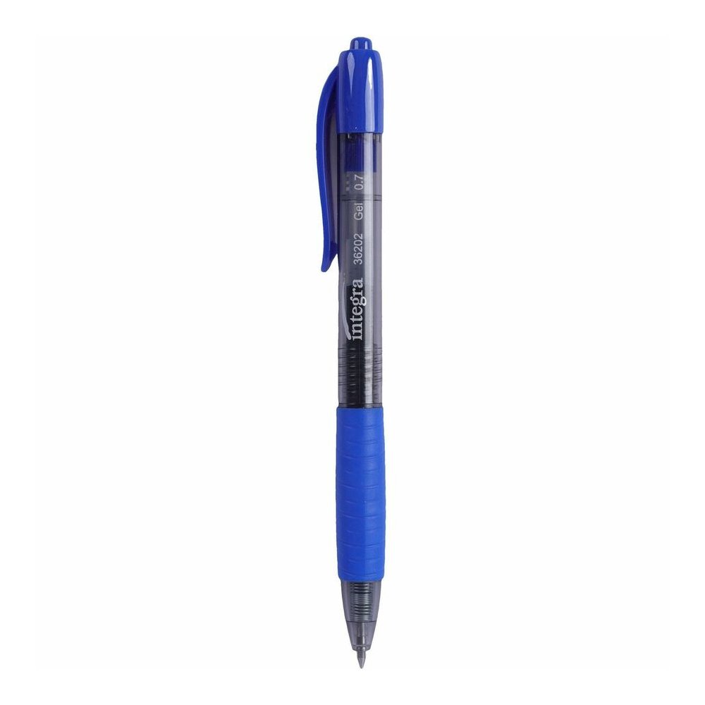 Integra Retractable 0.7mm Gel Pen - Retractable - Blue Ink - Gel-based - Blue Barrel - 1 Dozen. Picture 2