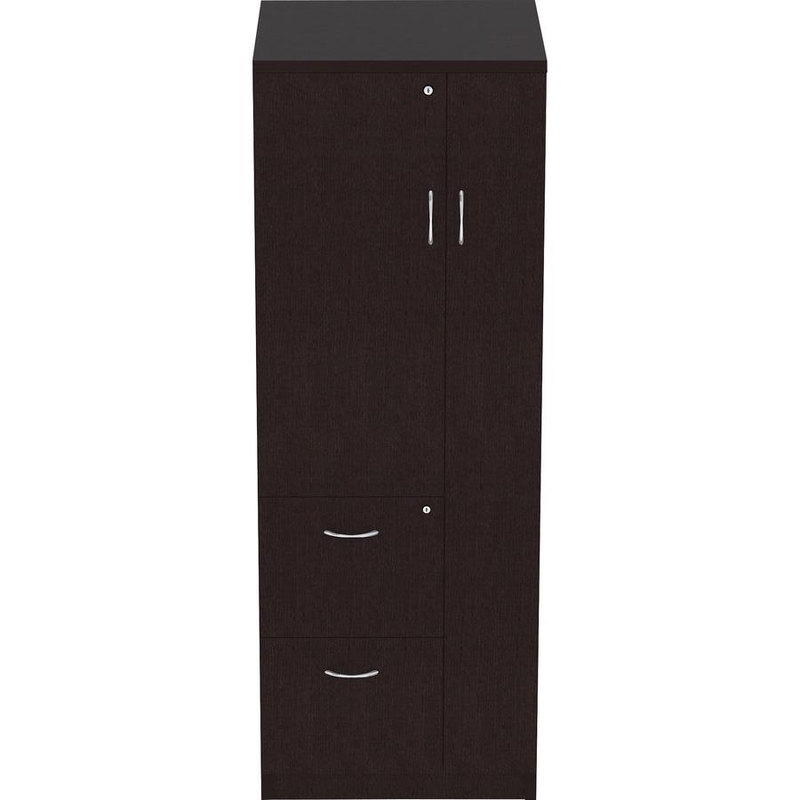 Lorell Essentials Series Tall Storage Cabinet - 65.6" Height x 23.6" Width x 23.6" Depth Cabinet - Total Drawer(s): 2 - 1 Door(s) - 2 Shelve(s) - Material: Laminate, Medium Density Fiberboard (MDF), P. Picture 3
