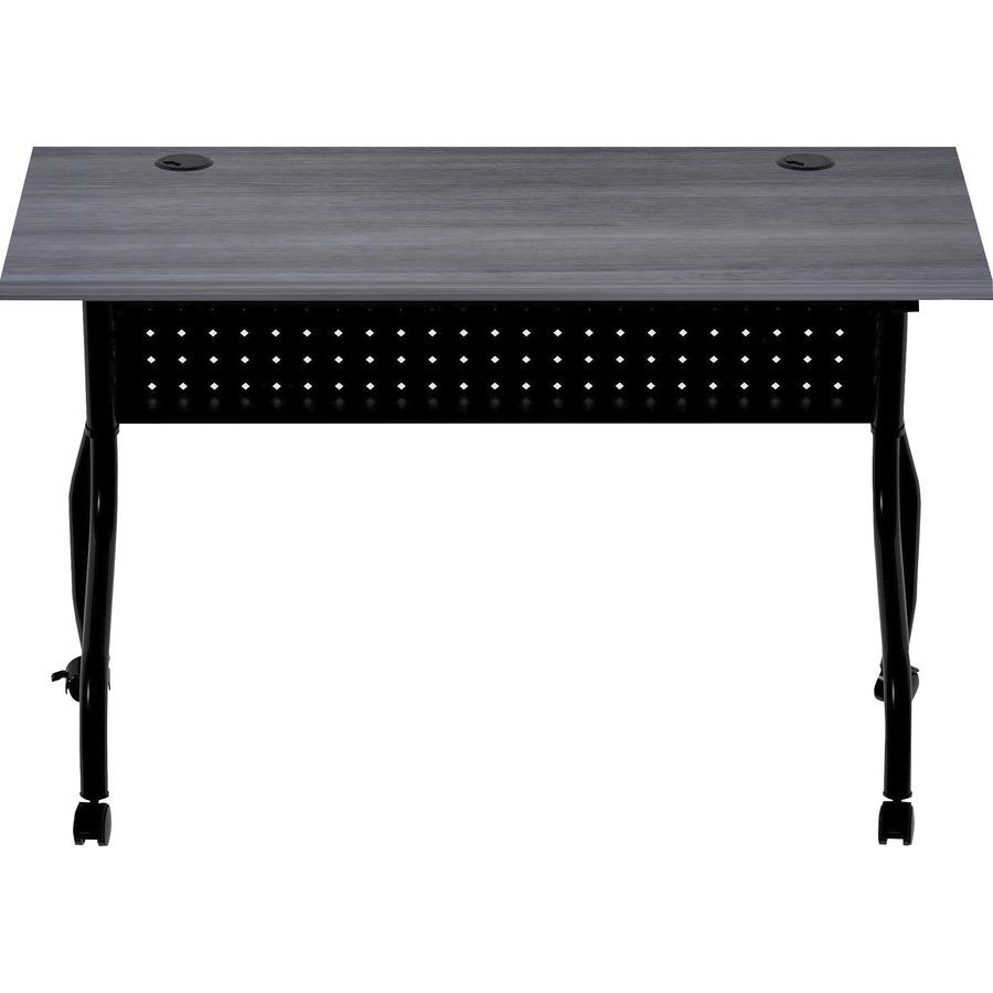 Lorell Flip Top Training Table - Charcoal Rectangle, Melamine Top - Black Four Leg Base - 4 Legs x 48" Table Top Width x 23.60" Table Top Depth - 29.50" Height - Melamine - 1 Each. Picture 5