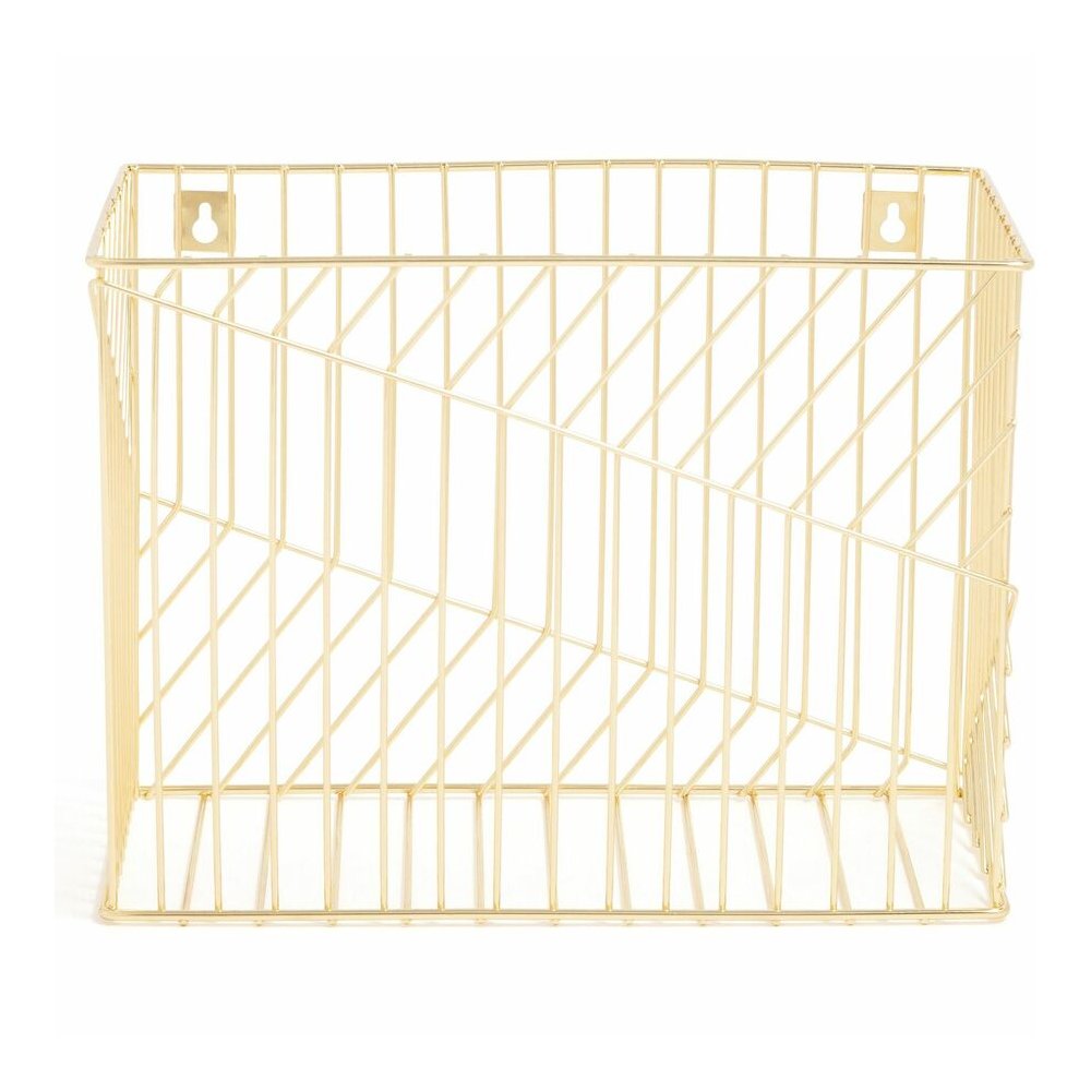 U Brands Vena Hanging File Basket - 6.80" Height x 9.50" Width x 12.40" Length - Desktop - Gold - Metal Wire - 1 Each. Picture 3