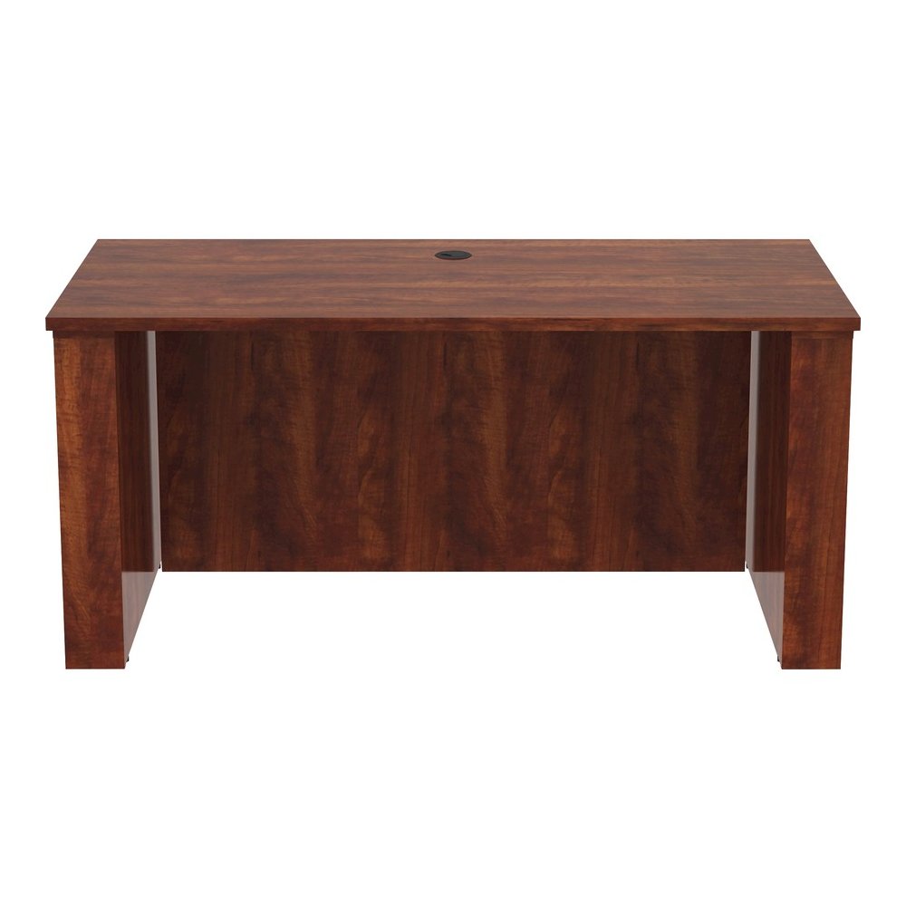 Lorell Essentials Series Sit-to-Stand Desk Shell - 0.1" Thickness Top, 49" Height x 60" Width x 29" Depth - Finish: Cherry - Laminate Table Top - Durable, Adjustable Feet, Modesty Panel, Grommet, Cord. Picture 2