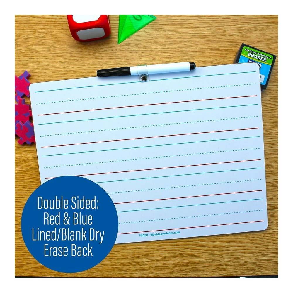 Flipside 2-sided Dry Erase Board Sets - 12" (1 ft) Width x 9" (0.8 ft) Height - White Hardboard Surface - Rectangle - Desktop, Lap - 12 / Pack. Picture 3