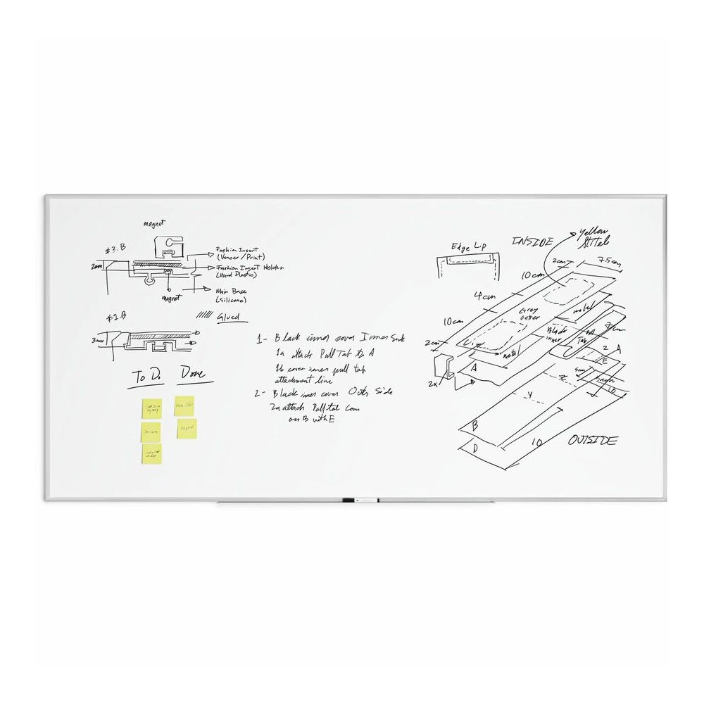 U Brands Magnetic Dry-Erase Board - 96" (8 ft) Width x 48" (4 ft) Height - White Painted Steel Surface - Silver Aluminum Frame - Rectangle - Horizontal/Vertical - Magnetic - 1 Each. Picture 3