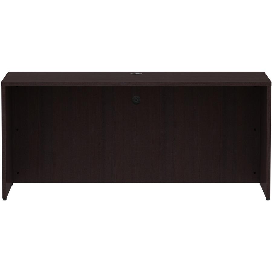 Lorell Essentials Series Credenza Shell - 66" x 24"29.5" Credenza Shell, 1" Top - Finish: Espresso Laminate, Silver Brush. Picture 3