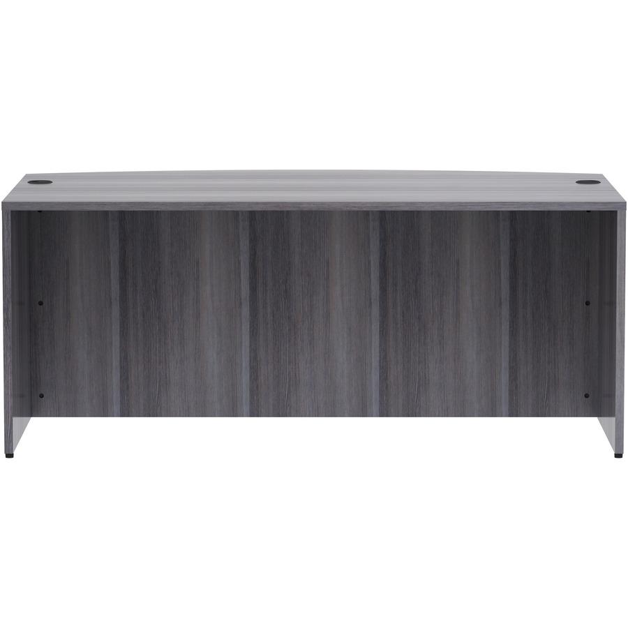 Lorell Essentials Series Bowfront Desk Shell - 29.5" Height x 72" Width x 41.4" Depth Desk Shell, 1" Thickness Top - Bow Front Edge - Finish: Weathered Charcoal Laminate - 1 Each. Picture 3