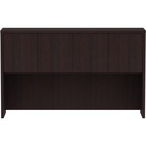 Lorell Essentials Series Stack-on Hutch with Doors - 36" Height x 60" Width x 15" Depth - 4 Door(s) - Finish: Espresso Laminate - 1 Each. Picture 3