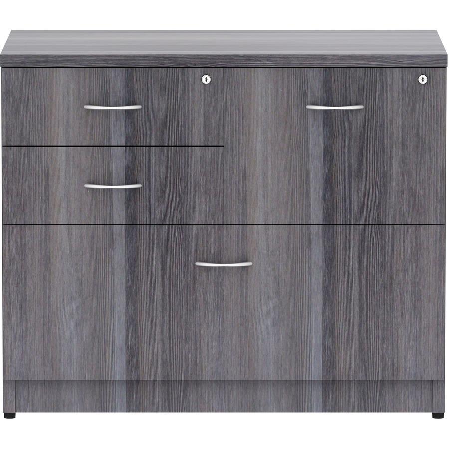 Lorell Essentials Series Box/Box/File Lateral File - 29.5" Height x 35.5" Width x 22" Depth Lateral File, 1" Thickness Top - Total Drawer(s): 4 - Finish: Weathered Charcoal Laminate - 1 Each. Picture 3