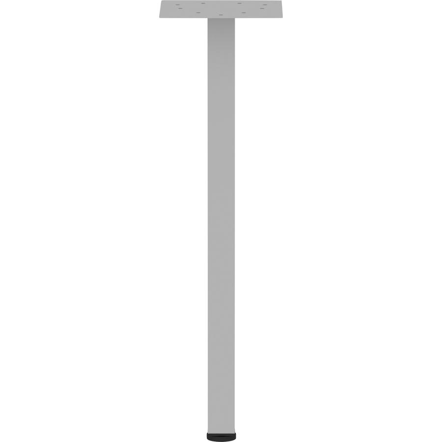 Lorell Relevance Series Offset Square Leg - Powder Coated Silver Square Leg Base - 28.50" Height x 7.87" Width - Workstation - Assembly Required - Metal Base Material - 1 Each. Picture 3