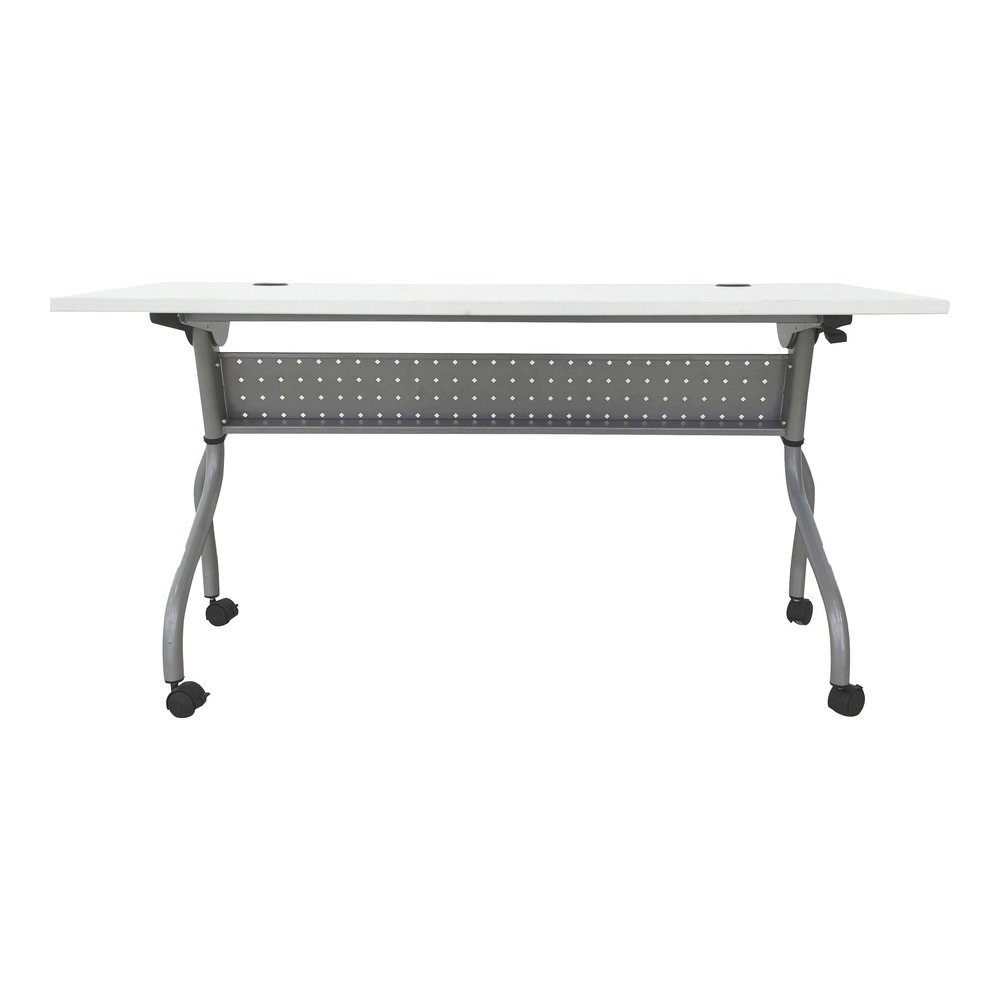 Lorell Flip Top Training Table - White Top - Silver Base - 4 Legs - 23.60" Table Top Length x 60" Table Top Width - 29.50" Height - Assembly Required - Melamine Top Material - 1 Each. Picture 5