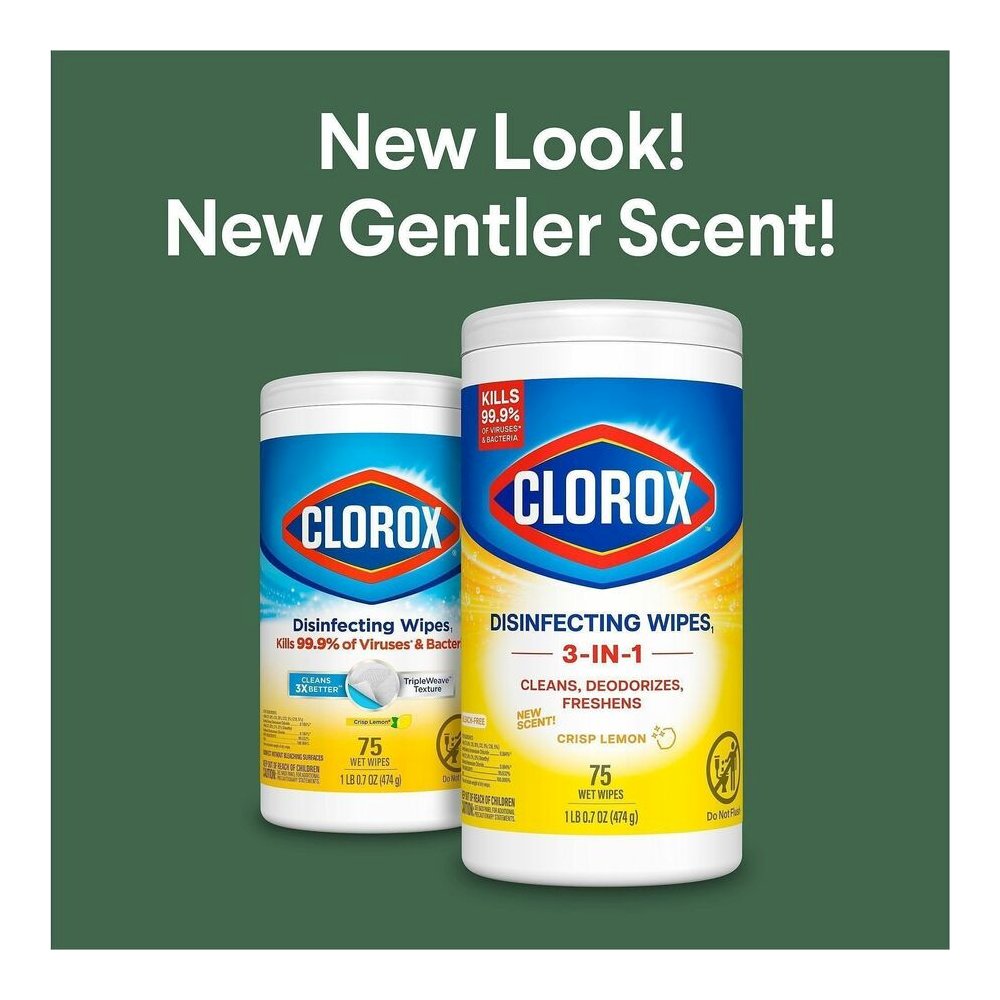 Clorox Disinfecting Cleaning Wipes Value Pack - Bleach-free - For Multi Surface, Multipurpose - Ready-To-Use - Wipe - Crisp Lemon Scent - Recommended For: Grease Remover, Soap Scum Remover, Grime Remo. Picture 2