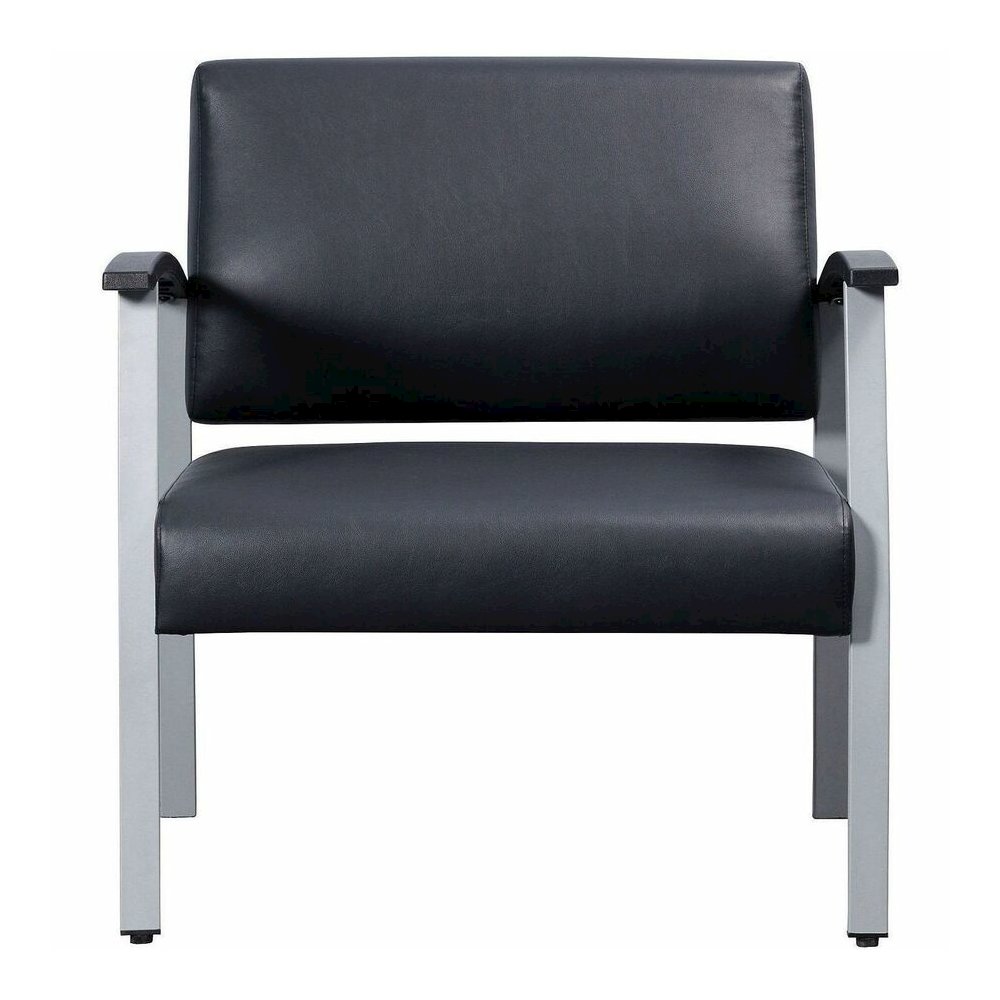 Lorell Healthcare Reception Big & Tall Antimicrobial Guest Chair - Vinyl Seat Material - Vinyl Back Material - Powder Coated Silver Frame Color - Steel Frame Material - Four-legged Base - Black, Silve. Picture 3
