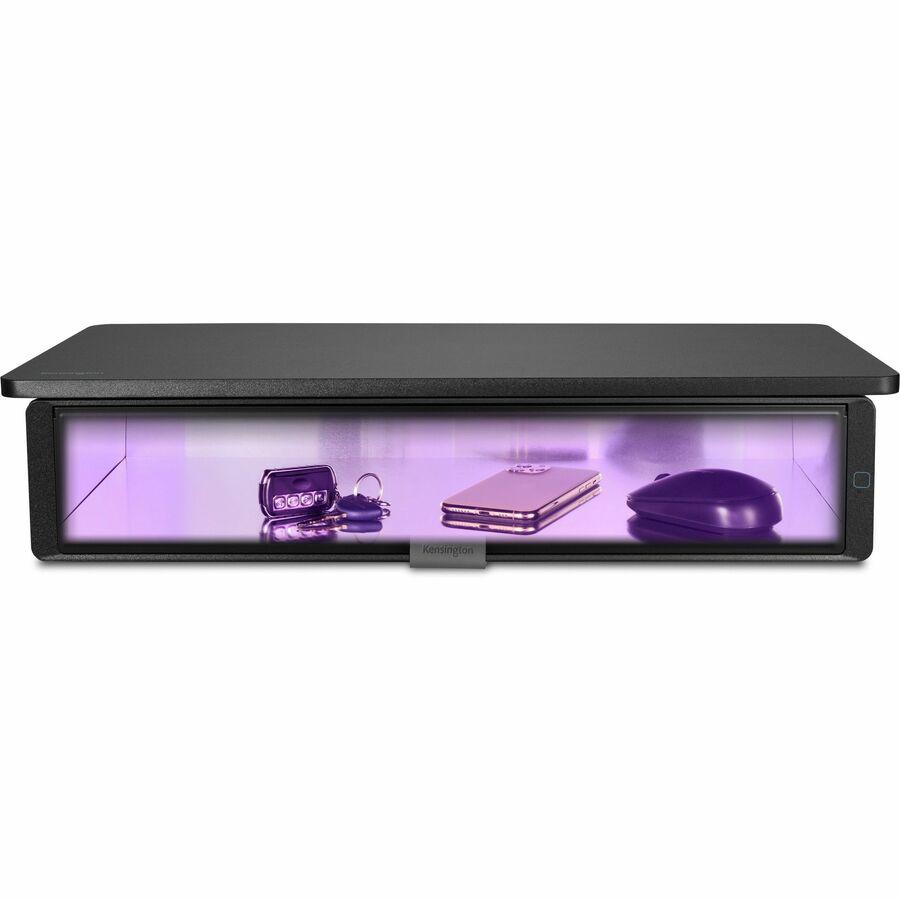 Kensington UVStand Monitor Stand with UVC Sanitization Compartment - Black. Picture 4