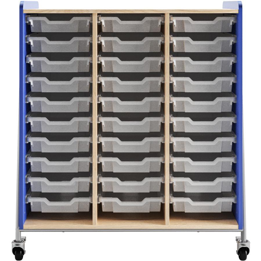 Safco Whiffle Typical Triple Rolling Storage Cart - 330 lb Capacity - 4 Casters - 3" Caster Size - Laminate, Particleboard, Polyvinyl Chloride (PVC), Metal, Thermofused Laminate (TFL) - x 43.3" Width . Picture 3