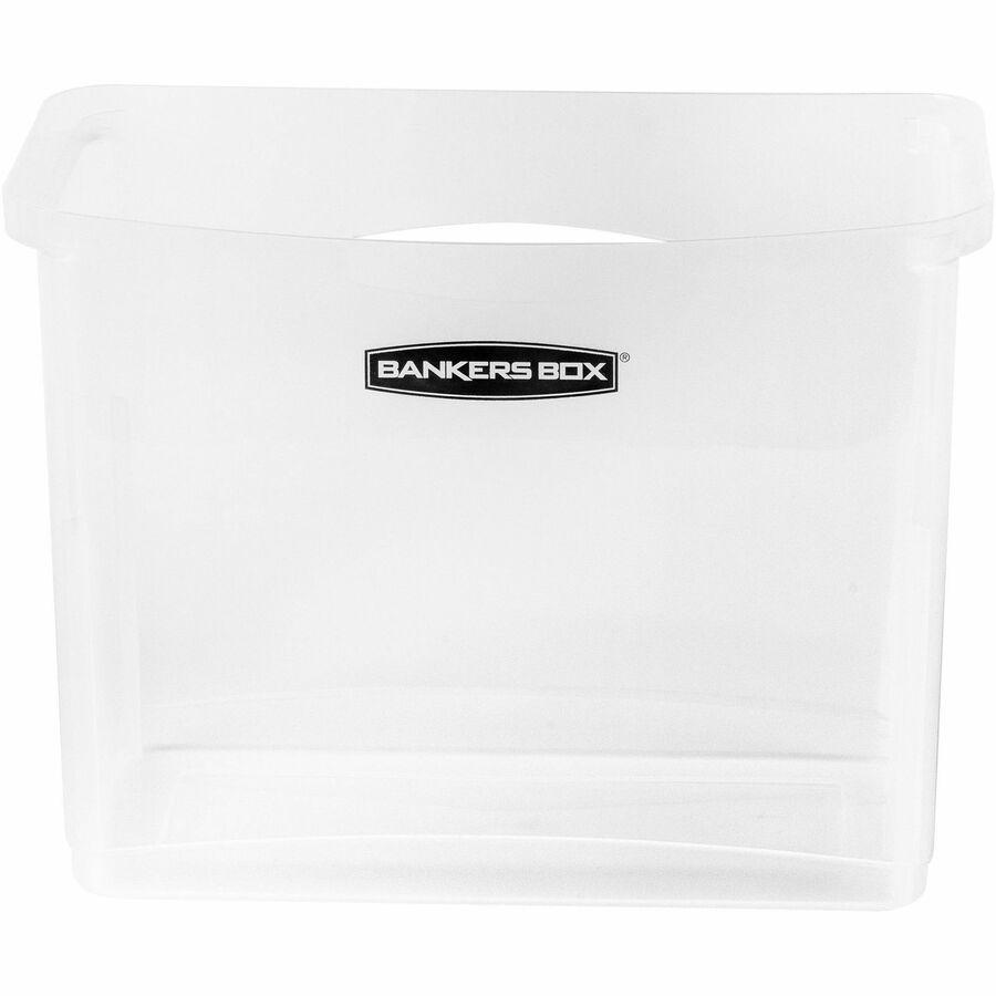 Bankers Box Portable Open Desktop File Box with Side Handles, 1 Each - Desktop - Hanging Rail, Handle, Durable - Clear - Polypropylene - 1 Each. Picture 4