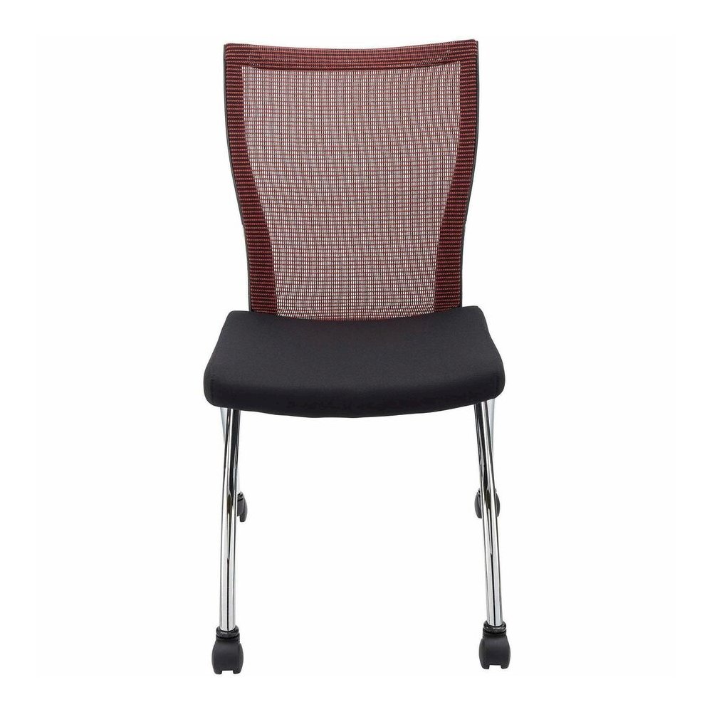 Safco Valore High Back Training Chair - Black Foam Seat - Red Back - Steel, Chrome Frame - High Back - Four-legged Base - 2 / Carton. Picture 6