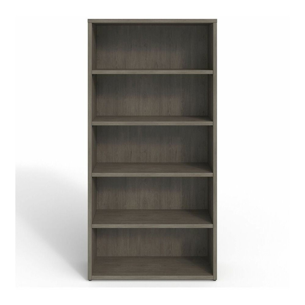 Lorell Prominence 2.0 Bookcase - Rectangle - 69" Height x 34" Width x 12" Depth, 1" Thickness Top - 5 Shelve(s) - 4 Adjustable Shelf(ves) - Material: Particleboard - Finish: Gray Elm - Laminated, Dura. Picture 3