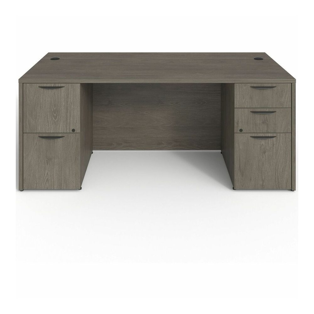 Lorell Prominence 2.0 Double-Pedestal Desk - Rectangle - 29" Height x 72" Width x 36" Depth, 1" Thickness Top - Total Drawer(s): 5 - Double Pedestal on Left/Right Side - Band Edge - Material: Particle. Picture 3