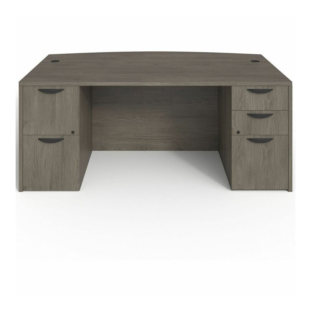 Lorell Prominence 2.0 Bowfront Double-Pedestal Desk - Rectangle - 29" Height x 72" Width x 42" Depth, 1" Thickness Top - Total Drawer(s): 5 - Double Pedestal on Left/Right Side - Band Edge - Material:. Picture 3
