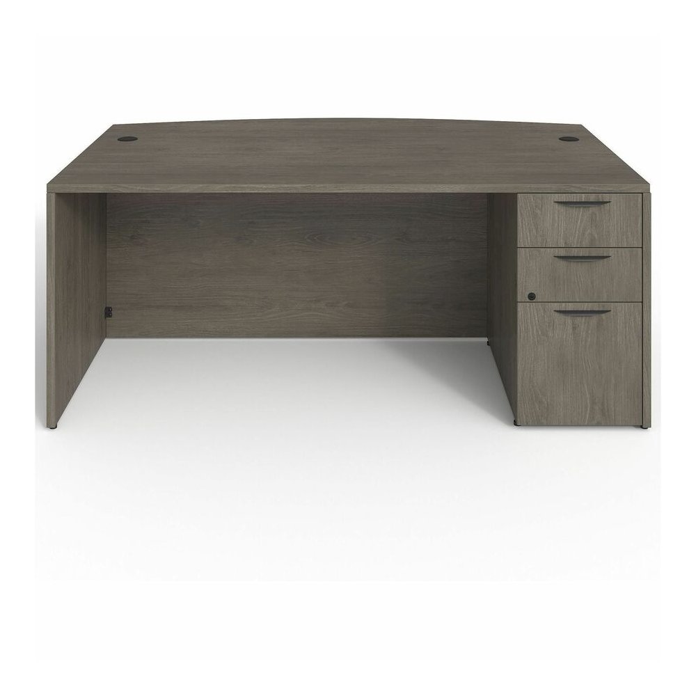 Lorell Prominence 2.0 Bowfront Left-Pedestal Desk - Rectangle - 29" Height x 72" Width x 42" Depth, 1" Thickness Top - Total Drawer(s): 3 - Double Pedestal on Left Side - Band Edge - Material: Particl. Picture 3