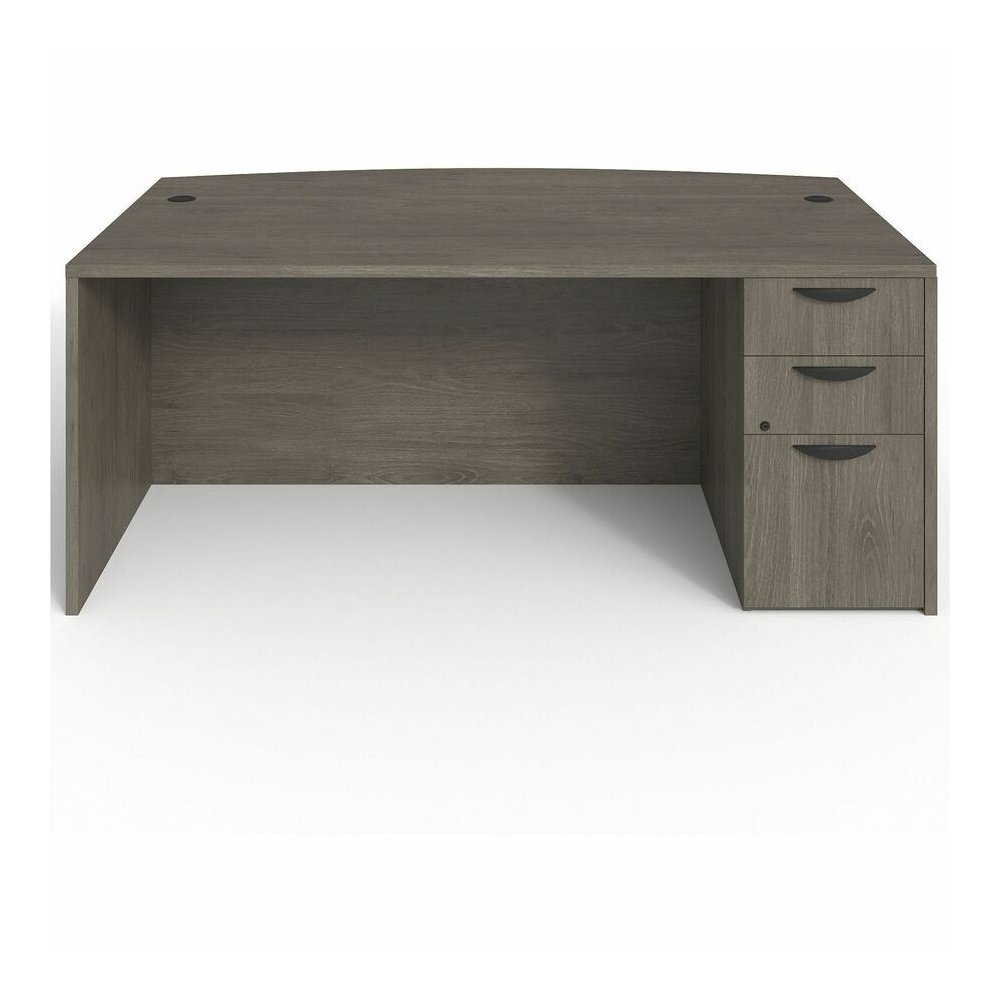 Lorell Prominence 2.0 Bowfront Right-Pedestal Desk - Rectangle - 29" Height x 72" Width x 42" Depth, 1" Thickness Top - Total Drawer(s): 3 - Double Pedestal on Right Side - Band Edge - Material: Parti. Picture 3