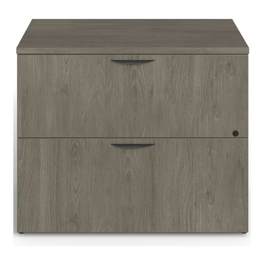 Lorell Prominence 2.0 Lateral File - Rectangle - 29" Height x 36" Width x 22" Depth, 1" Thickness Top, 0.1" Thickness Edge - Total Drawer(s): 2 - Band Edge - Material: Laminate - Finish: Gray Elm - Du. Picture 3