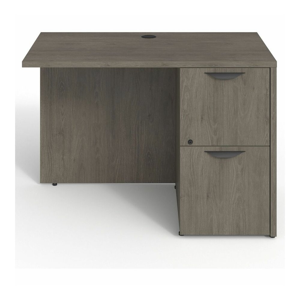 Lorell Prominence 2.0 Right Return - Rectangle - 29" Height x 42" Width x 24" Depth, 1" Thickness Top - Total Drawer(s): 2 - Band Edge - Material: Particleboard - Finish: Gray Elm, Thermofused Melamin. Picture 3