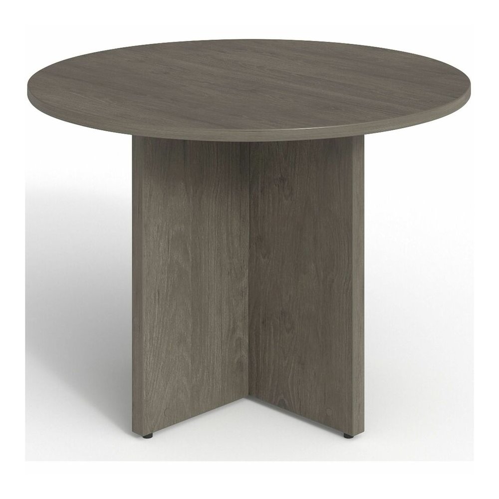 Lorell Prominence 2.0 Round Laminate Conference Table - Round - 29" Height42" Diameter, 1" Thickness Top - Material: Particleboard - Finish: Gray - Durable, Laminated, Mar Resistant, Burn Resistant, I. Picture 3