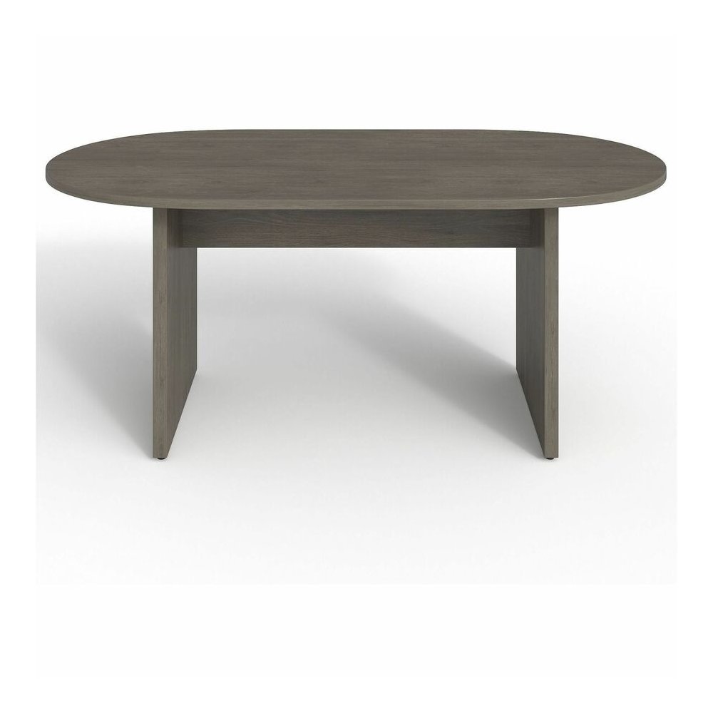 Lorell Prominence 2.0 Racetrack Conference Table - Oval - 29" Height x 72" Width x 36" Depth, 1" Thickness Top - Material: Particleboard - Finish: Gray - Durable, Mar Resistant, Burn Resistant, Impact. Picture 3