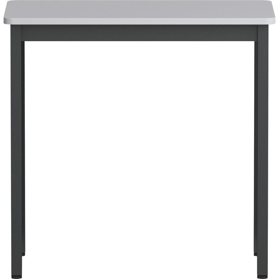 Lorell Utility Table - Gray Rectangle, Laminated Top - Powder Coated Black Base - 500 lb Capacity - 30" Table Top Width x 18.13" Table Top Depth - 30" Height - Assembly Required - Melamine Top Materia. Picture 4