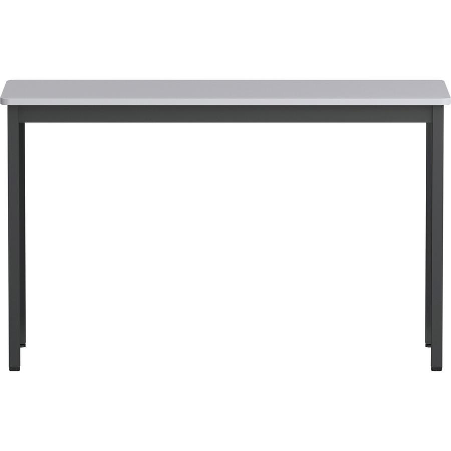 Lorell Utility Table - Gray Rectangle, Laminated Top - Powder Coated Black Base - 500 lb Capacity - 47.25" Table Top Width x 18.13" Table Top Depth - 30" Height - Assembly Required - Melamine Top Mate. Picture 2